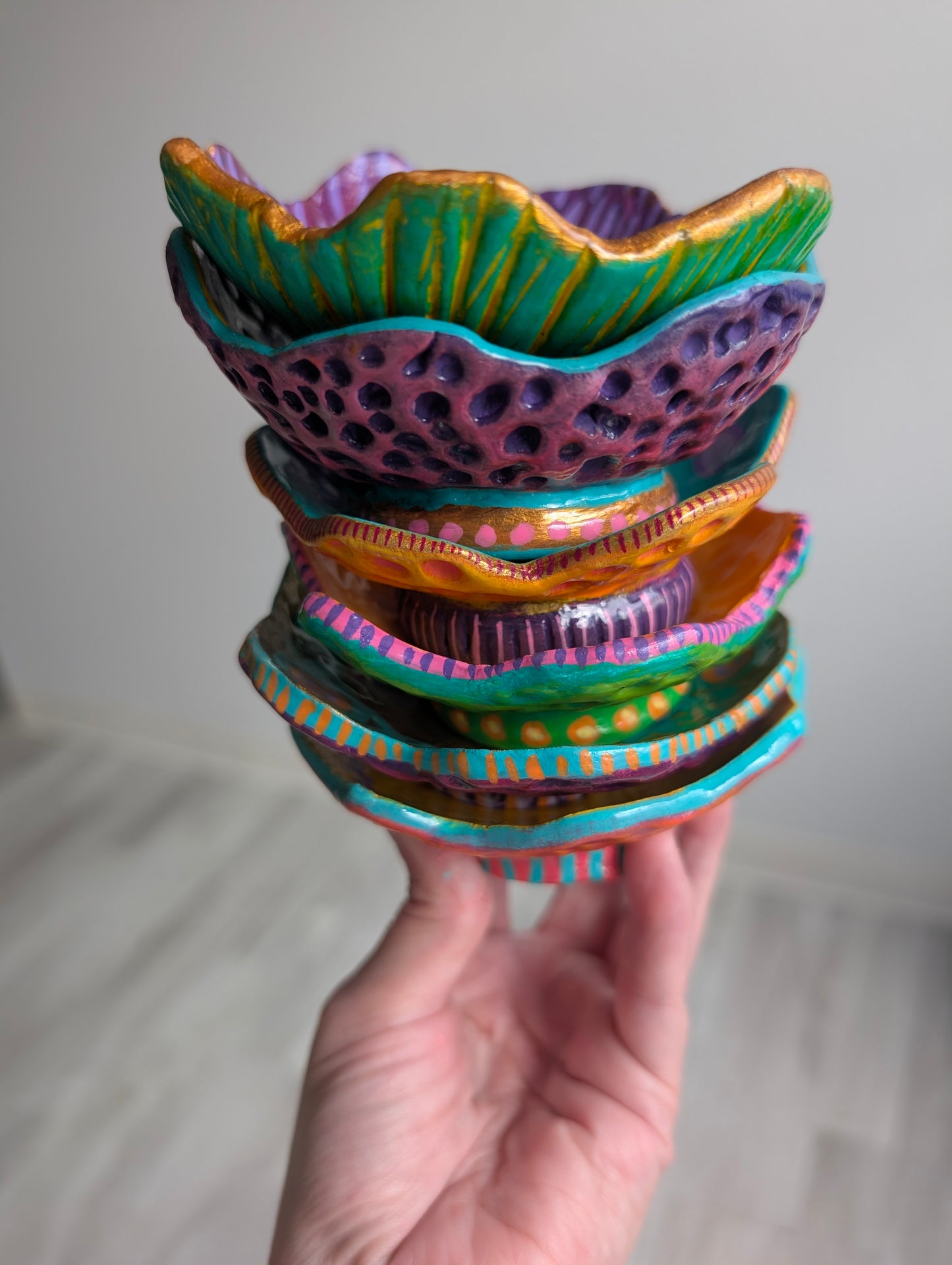 Funky Clay Ring Dish (Aqua & Purple)