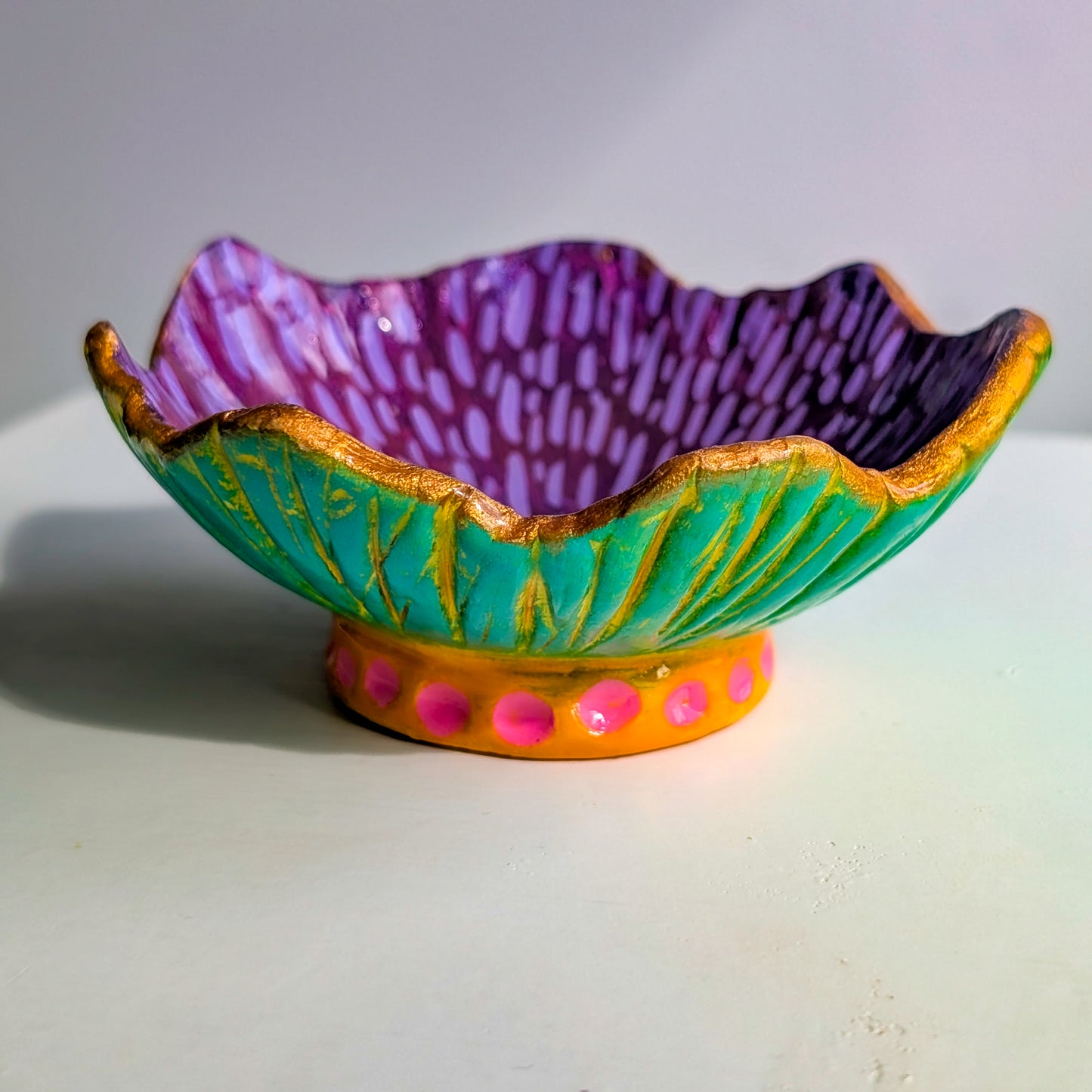 Funky Clay Ring Dish (Aqua & Purple)