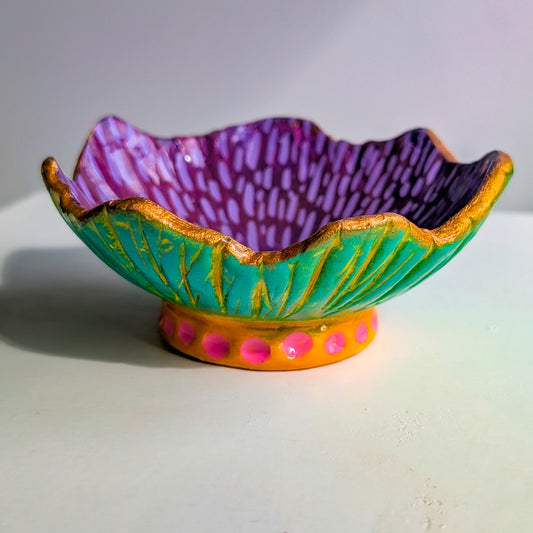 Funky Clay Ring Dish (Aqua & Purple)