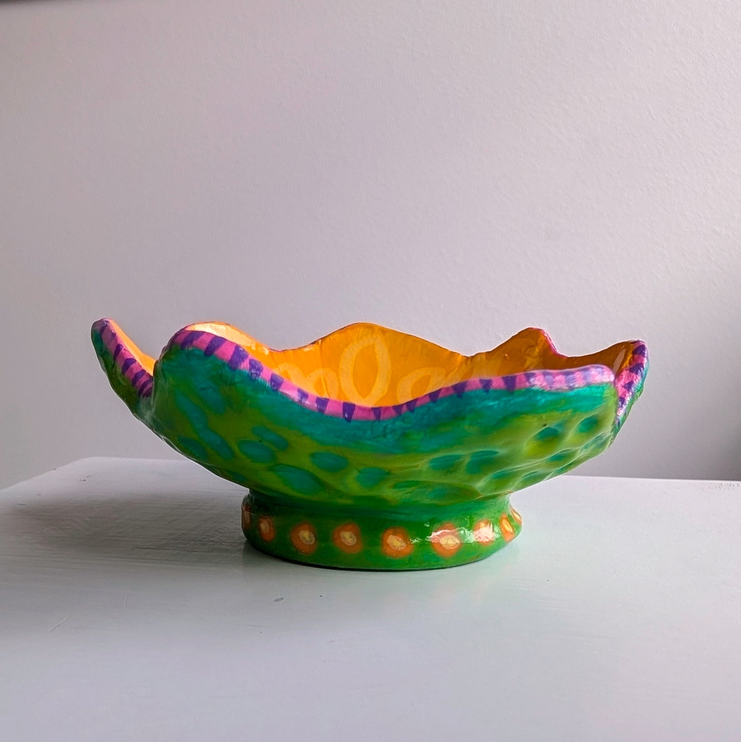 Funky Clay Ring Dish (Green & Orange)