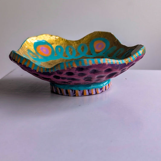 Funky Clay Ring Dish (Purple & Gold)